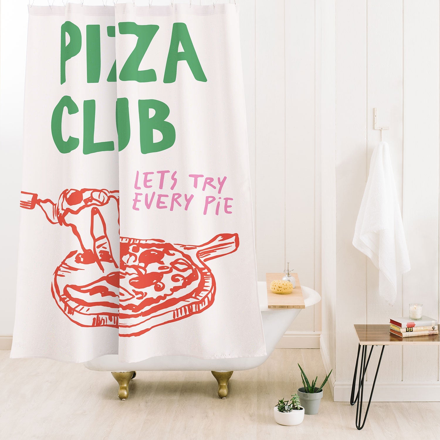 April Lane Art Pizza Club Shower Curtain