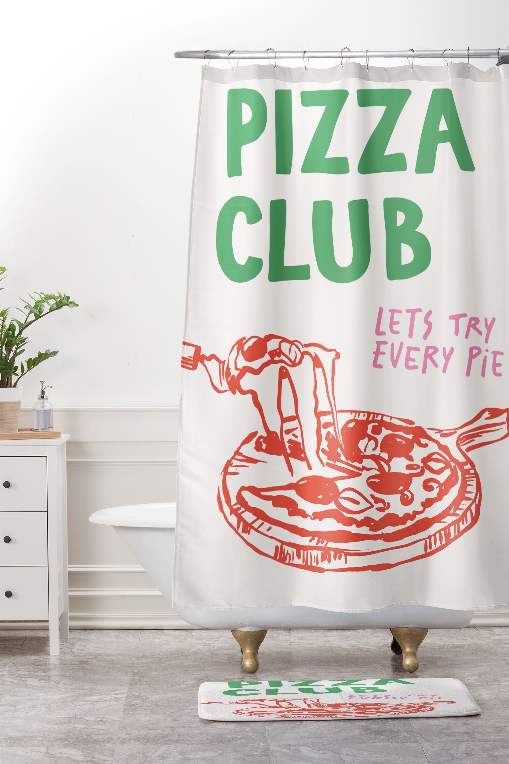 April Lane Art Pizza Club Memory Foam Bath Mat