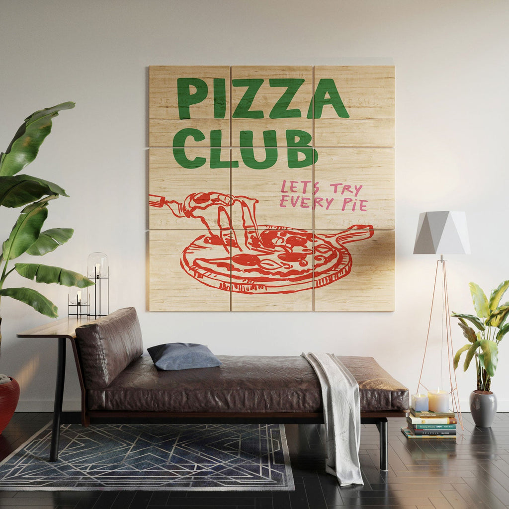April Lane Art Pizza Club Wood Wall Mural