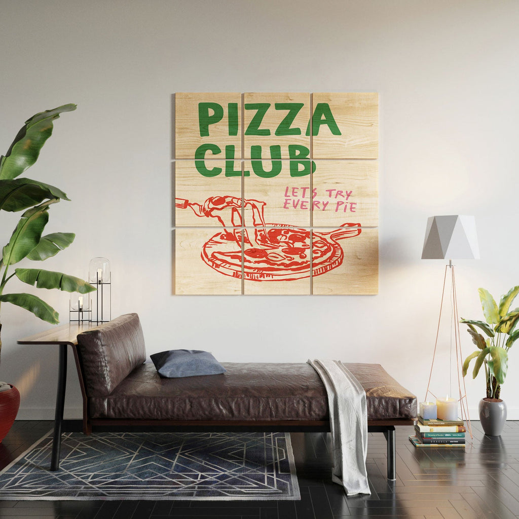 April Lane Art Pizza Club Wood Wall Mural