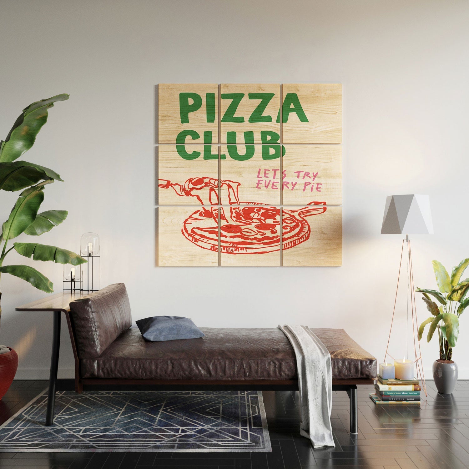 April Lane Art Pizza Club Wood Wall Mural