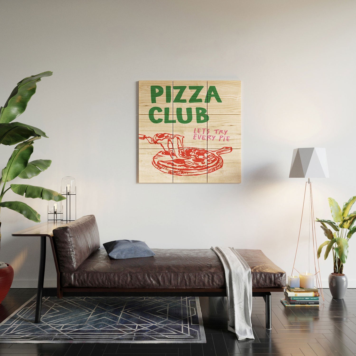 April Lane Art Pizza Club Wood Wall Mural
