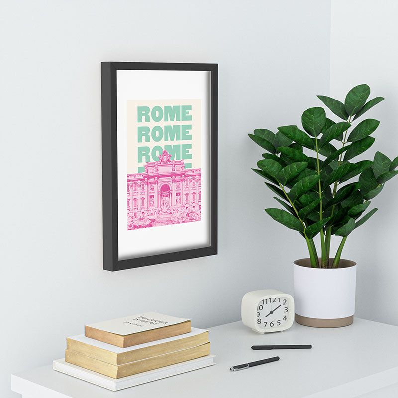 April Lane Art Rome Trevi Fountain Recessed Framing Rectangle
