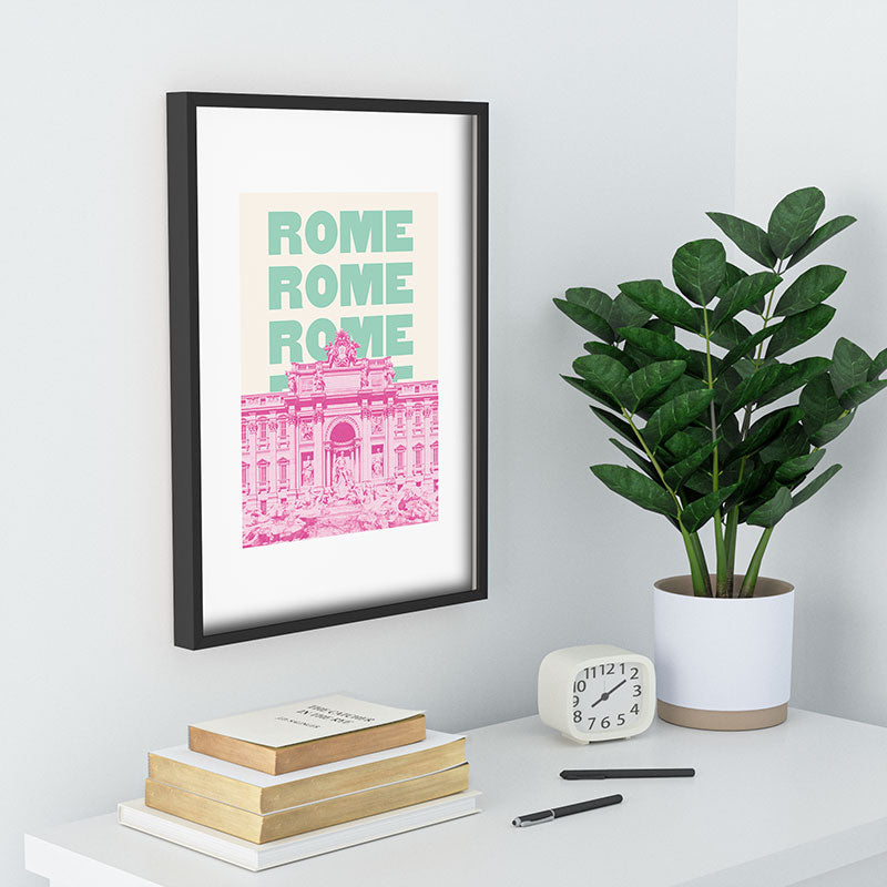 April Lane Art Rome Trevi Fountain Recessed Framing Rectangle