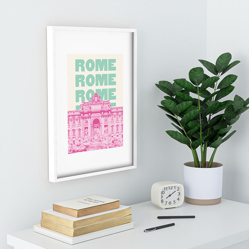 April Lane Art Rome Trevi Fountain Recessed Framing Rectangle