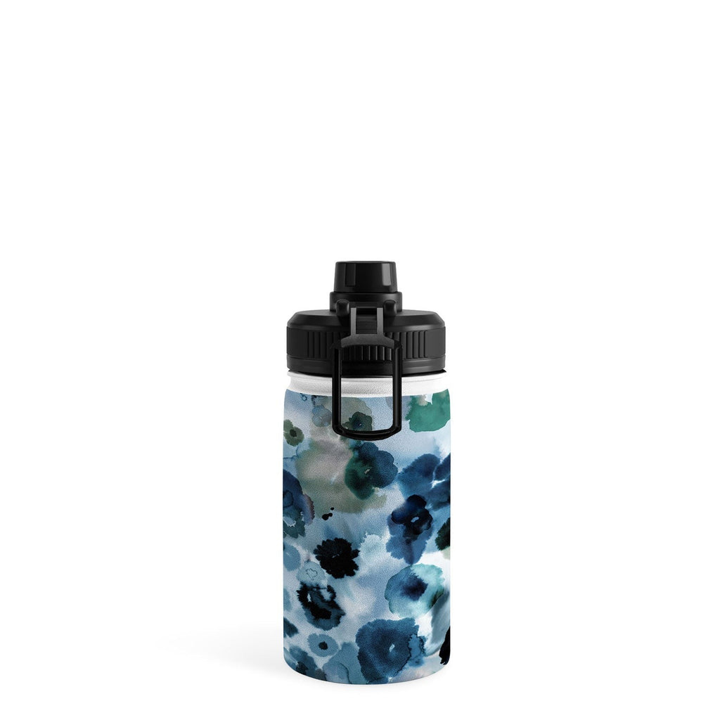 Ninola Design Botanic Retreat Ombre Abstract Watercolor Flowers Blue Navy Water Bottle