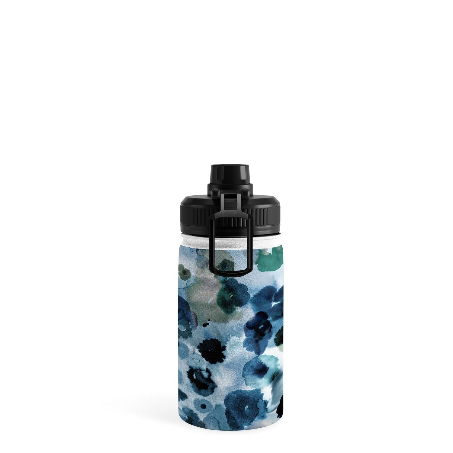 Ninola Design Botanic Retreat Ombre Abstract Watercolor Flowers Blue Navy Water Bottle