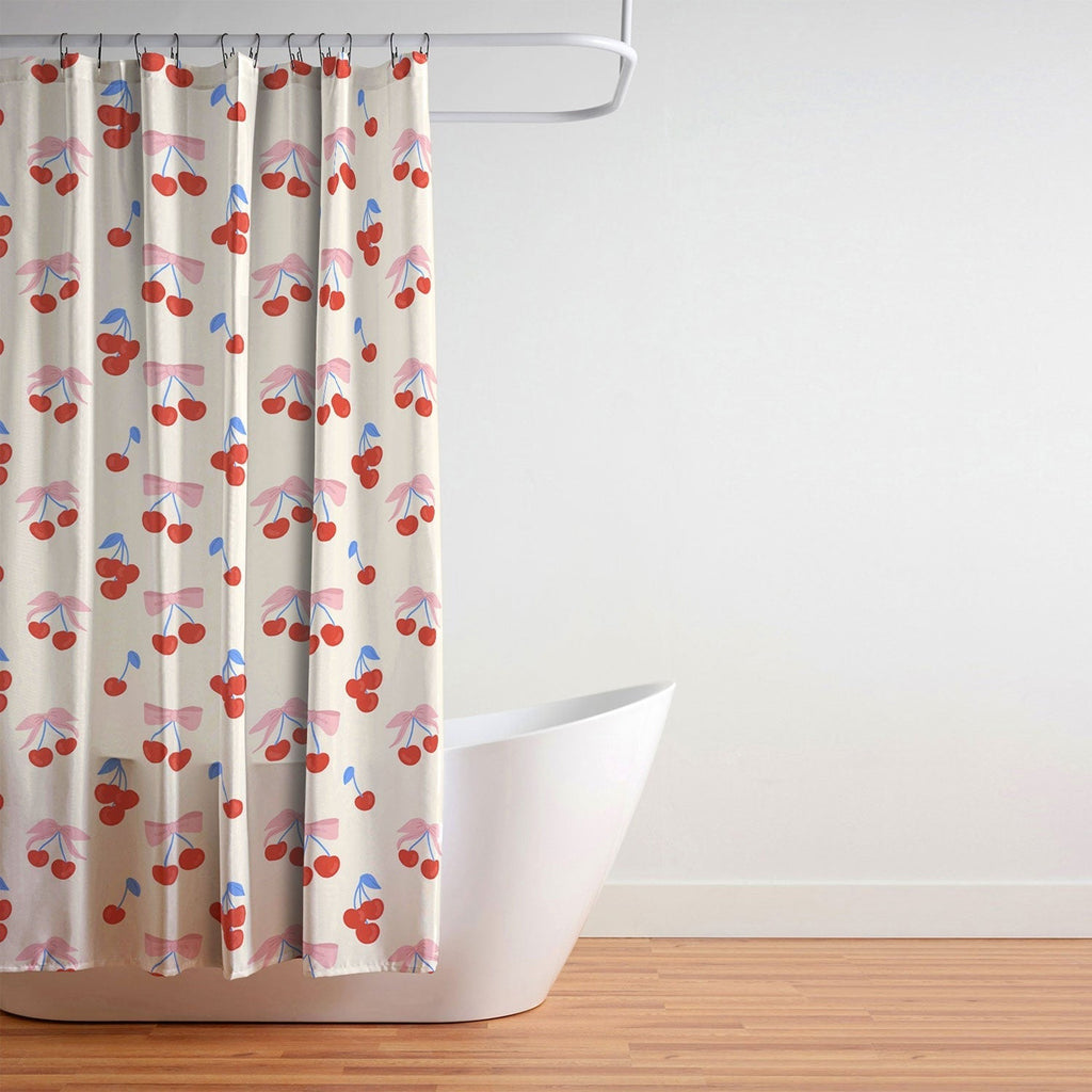 Design by Spark Cherries And Ribbons Shower Curtain