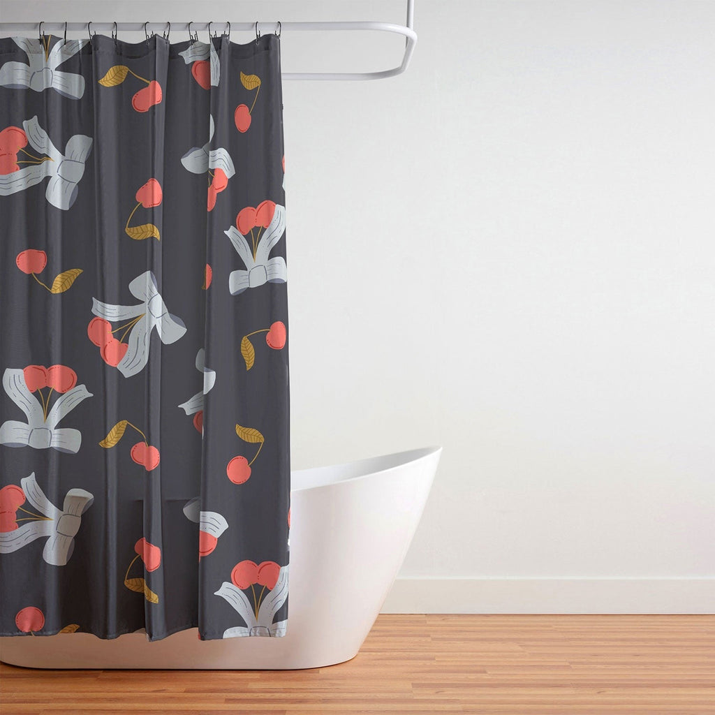 Jennifer Labre Cherries and Bows Shower Curtain