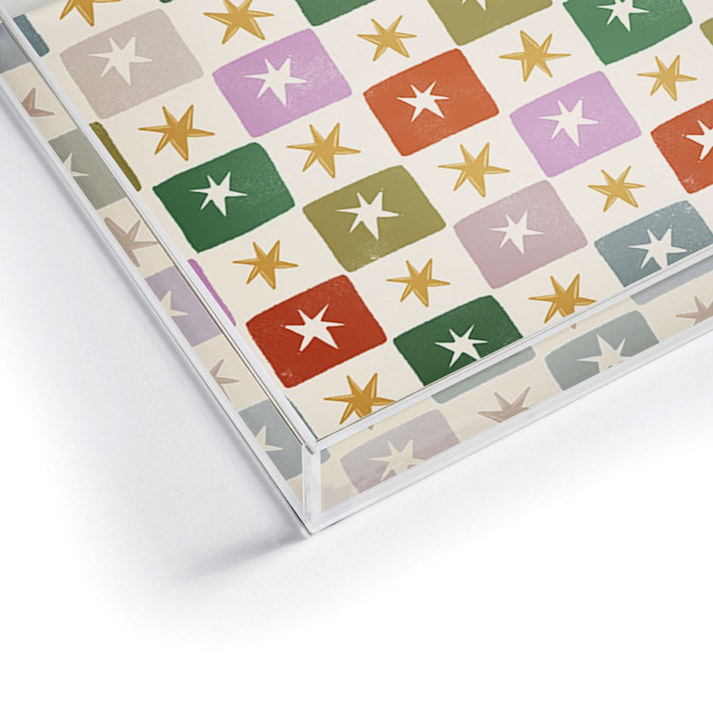LouBruzzoni Retro Star Block Pattern Acrylic Tray