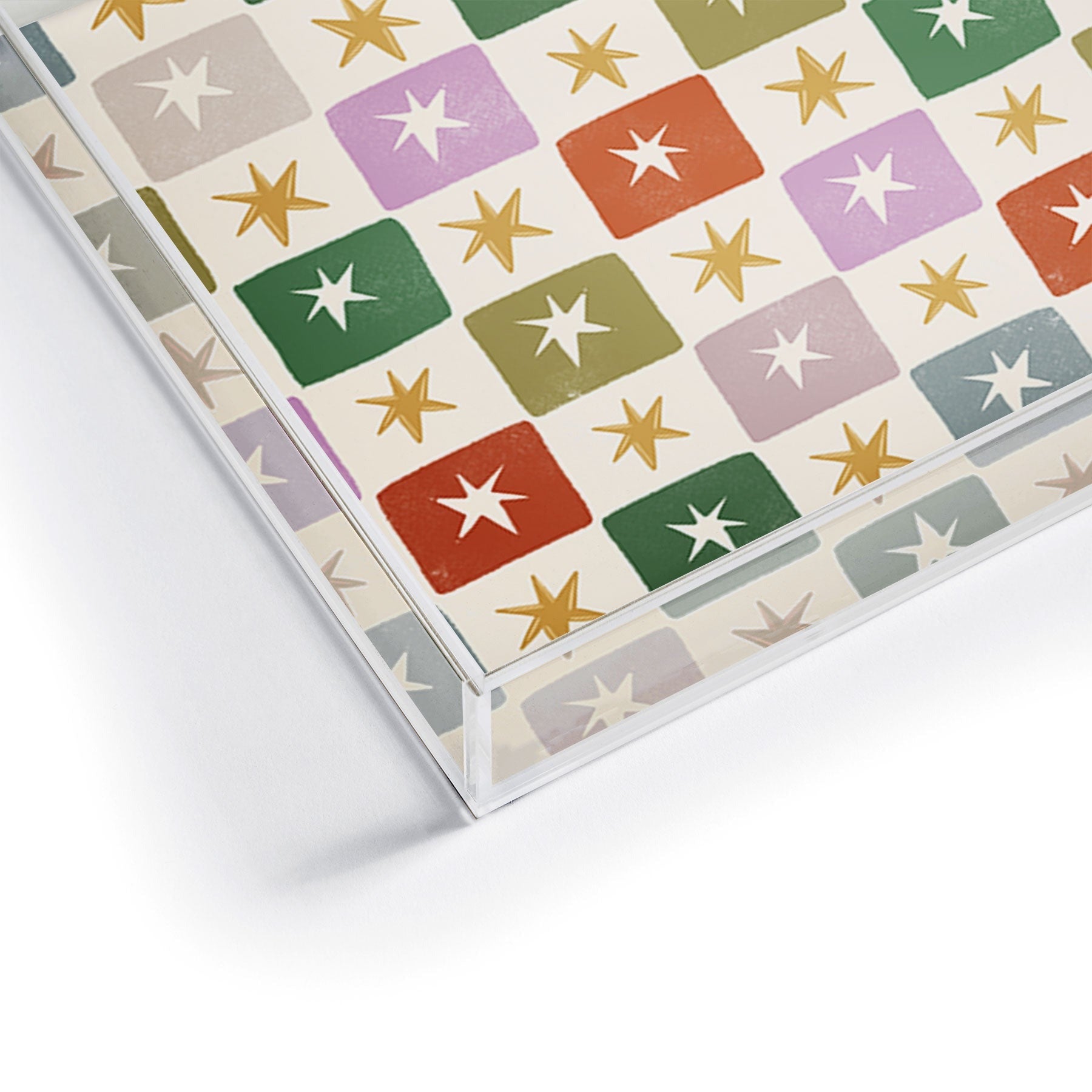 LouBruzzoni Retro Star Block Pattern Acrylic Tray