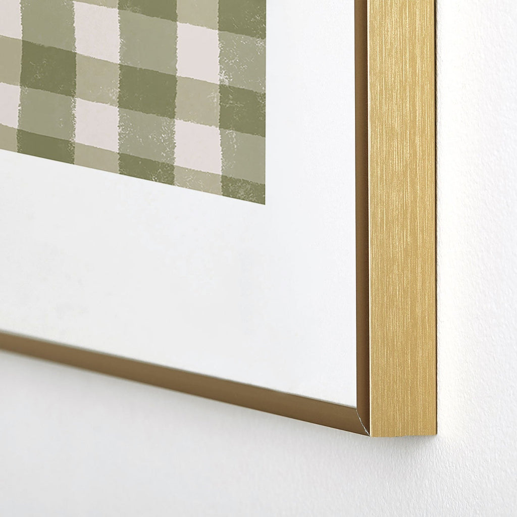 Menina Lisboa Rustic Green Plaid Metal Framed Art Print