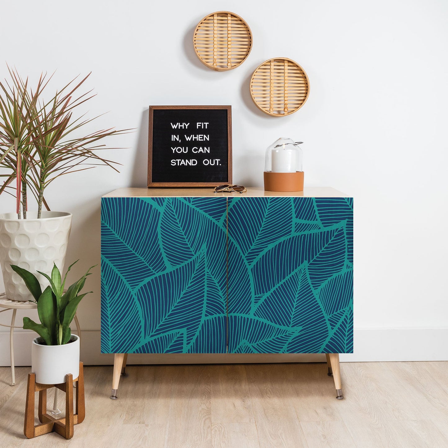 Arcturus Blue Green Leaves Credenza