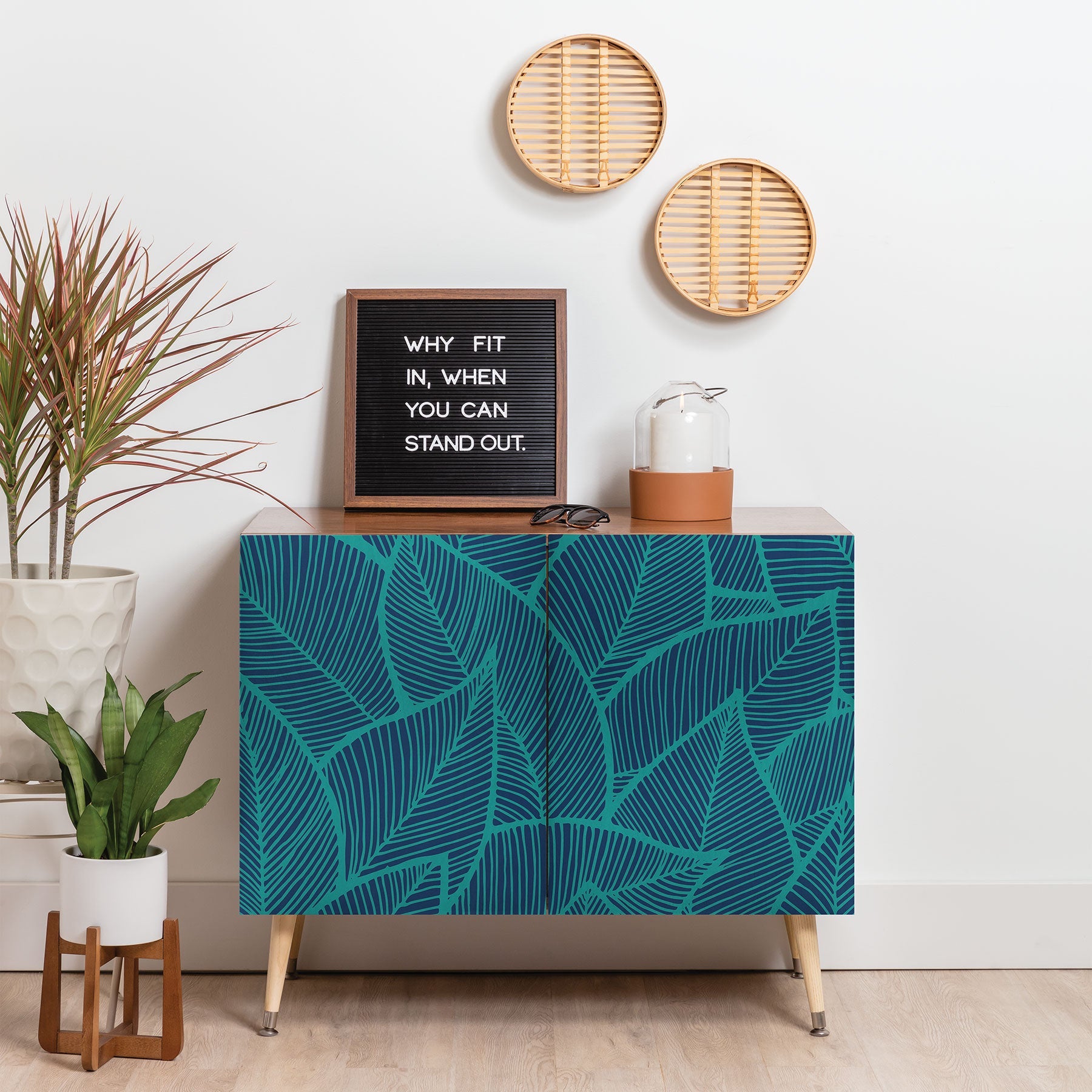 Arcturus Blue Green Leaves Credenza