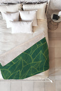 Arcturus Lime Green Leaves Fleece Throw Blanket