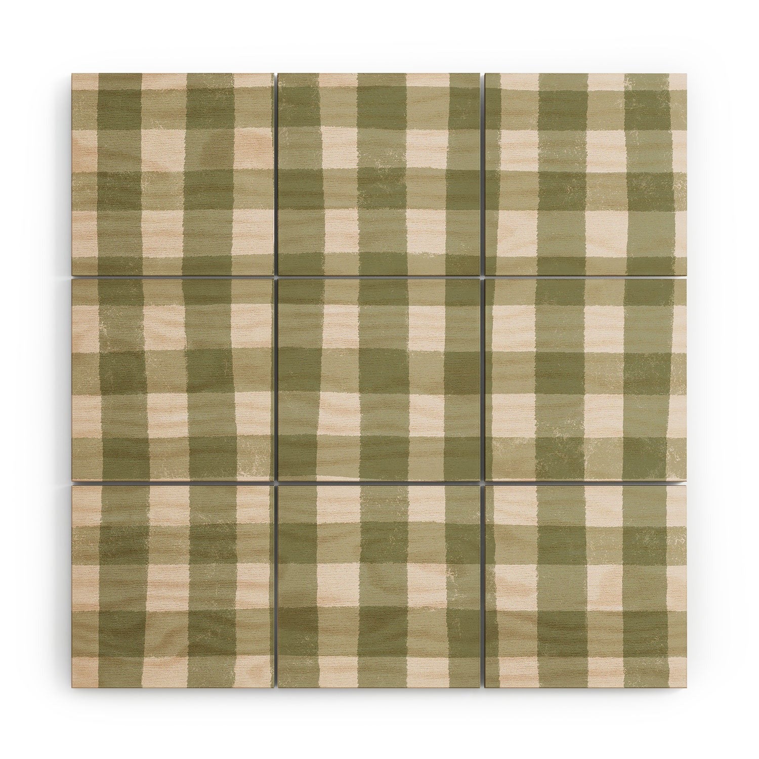 Menina Lisboa Rustic Green Plaid Wood Wall Mural