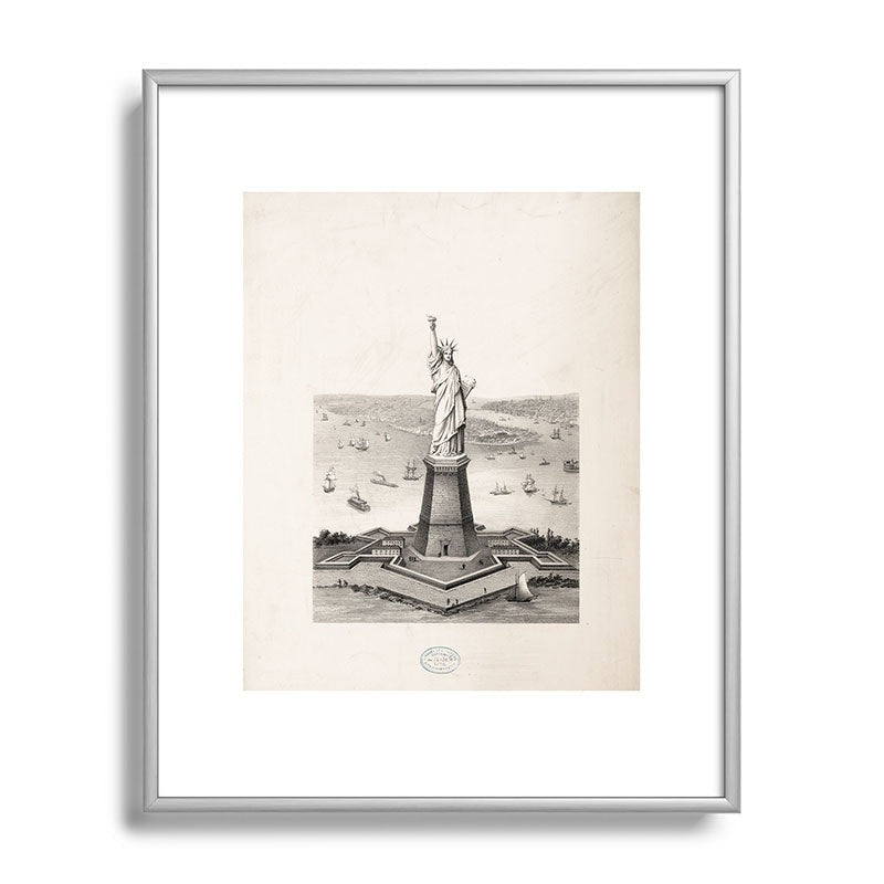 DENY Designs Vintage Lady Liberty Metal Framed Art Print