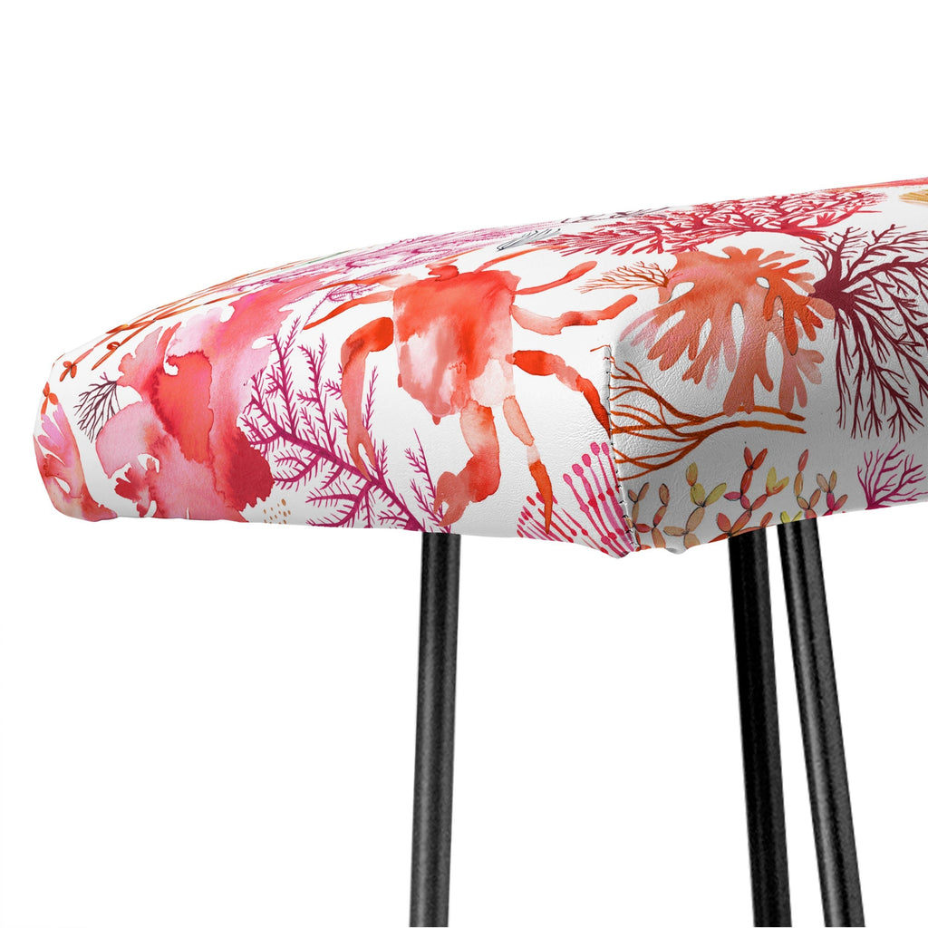 Ninola Design Botanic Retreat Coral Reef Crab Lobster Red Bench