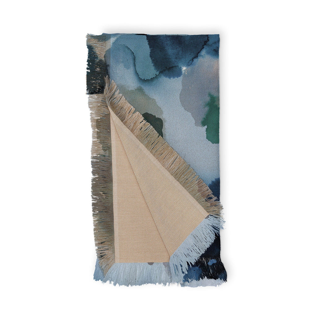 Ninola Design Botanic Retreat Ombre Abstract Watercolor Flowers Blue Navy Throw Blanket