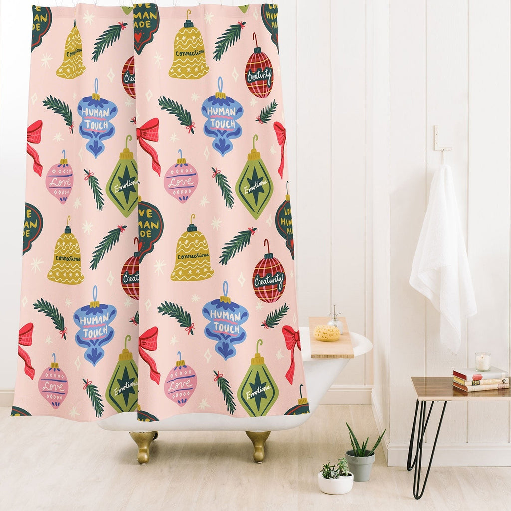 Design by Spark Love Human Made Christmas Ornaments Shower Curtain