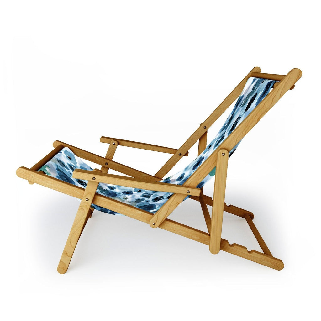 Ninola Design Botanic Retreat Ombre Abstract Watercolor Flowers Blue Navy Sling Chair