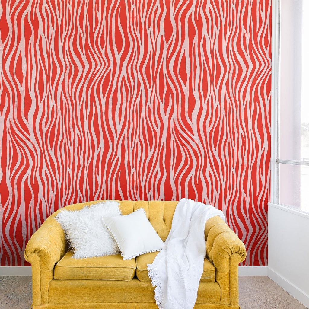 Avenie BR Red Zebra Stripe Wall Mural
