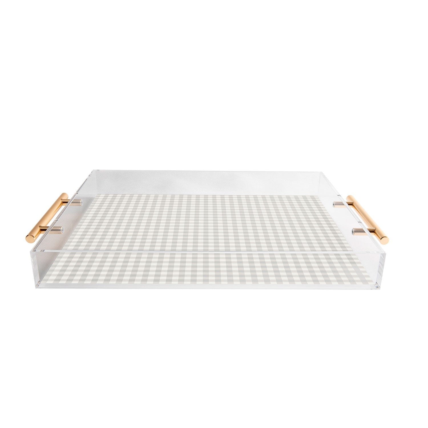 Colour Poems Gingham Plaid Pattern Cloud White Acrylic Tray