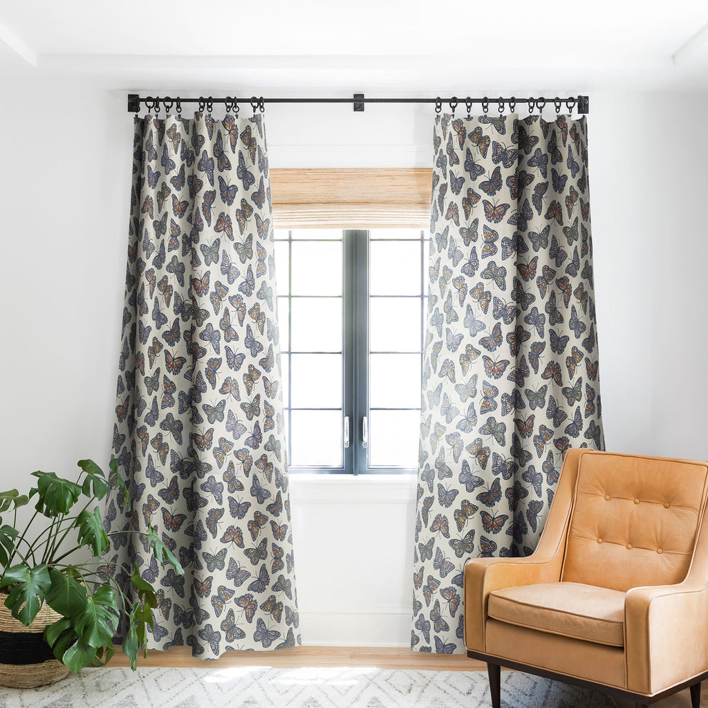 Avenie Countryside Butterflies Blue Blackout Window Curtain