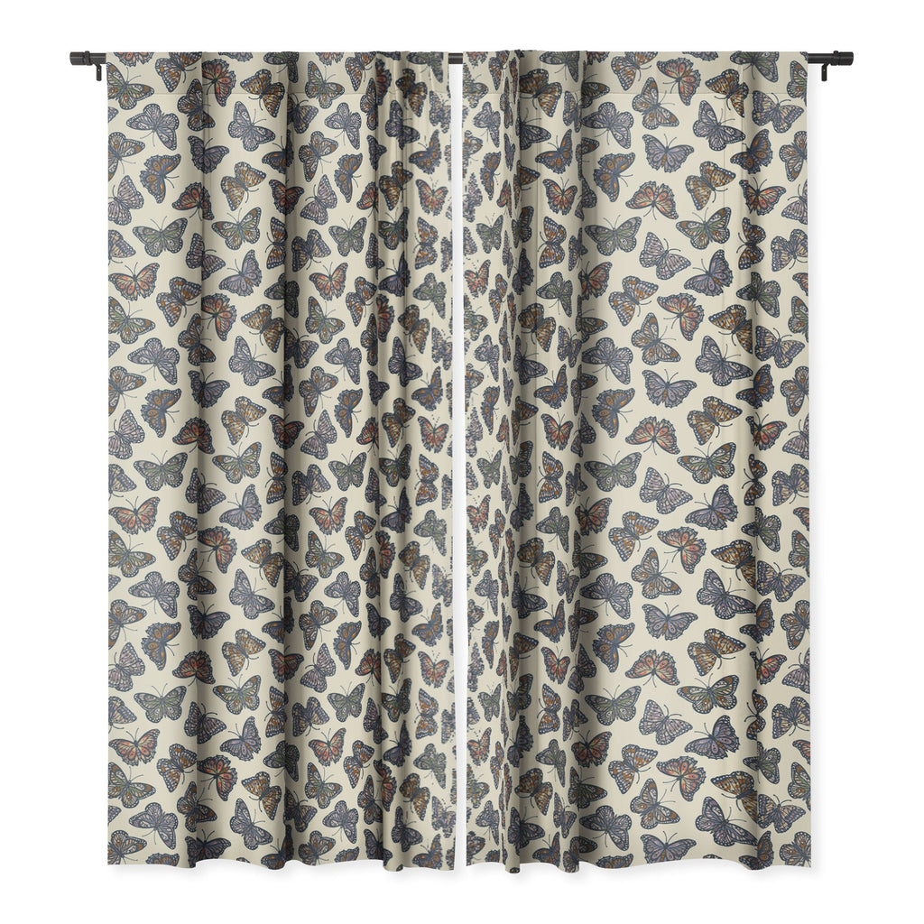 Avenie Countryside Butterflies Blue Blackout Window Curtain