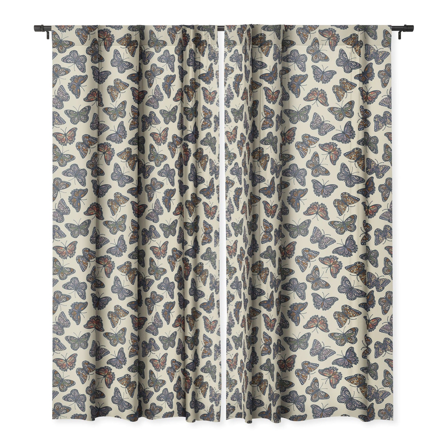 Avenie Countryside Butterflies Blue Blackout Window Curtain