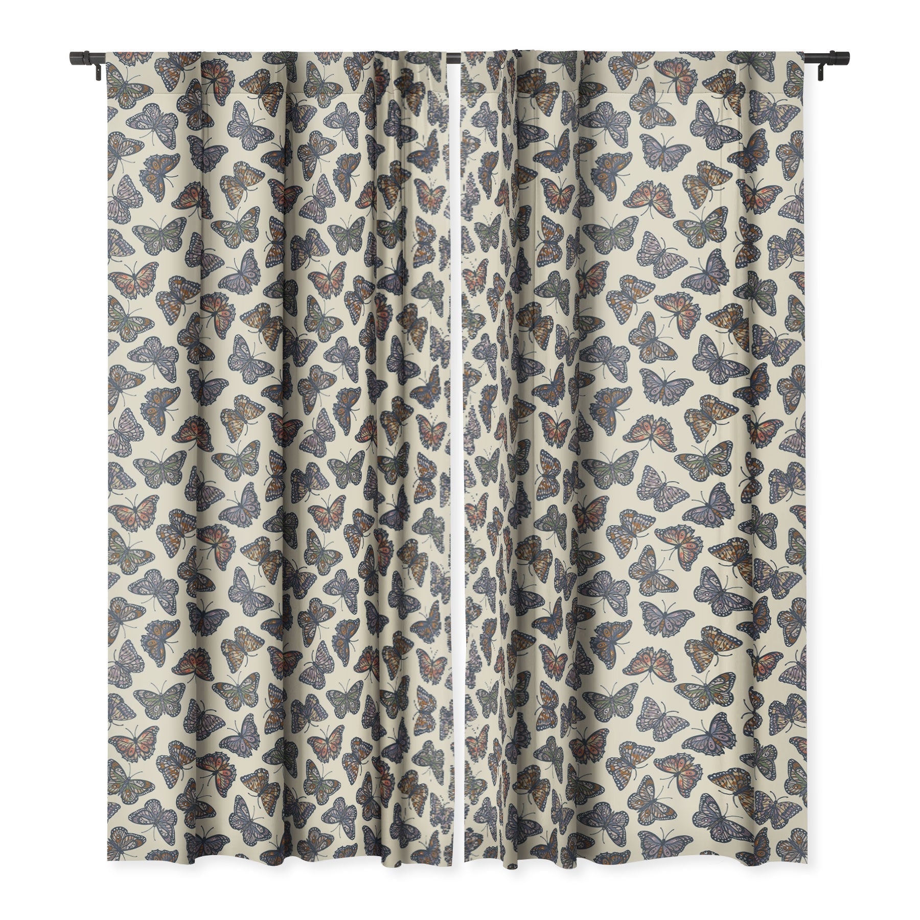 Avenie Countryside Butterflies Blue Blackout Window Curtain