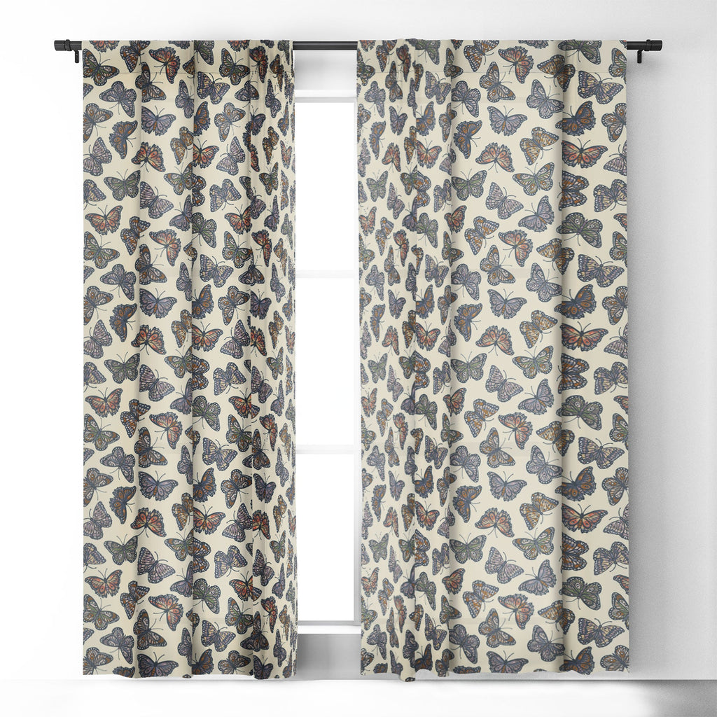 Avenie Countryside Butterflies Blue Blackout Window Curtain