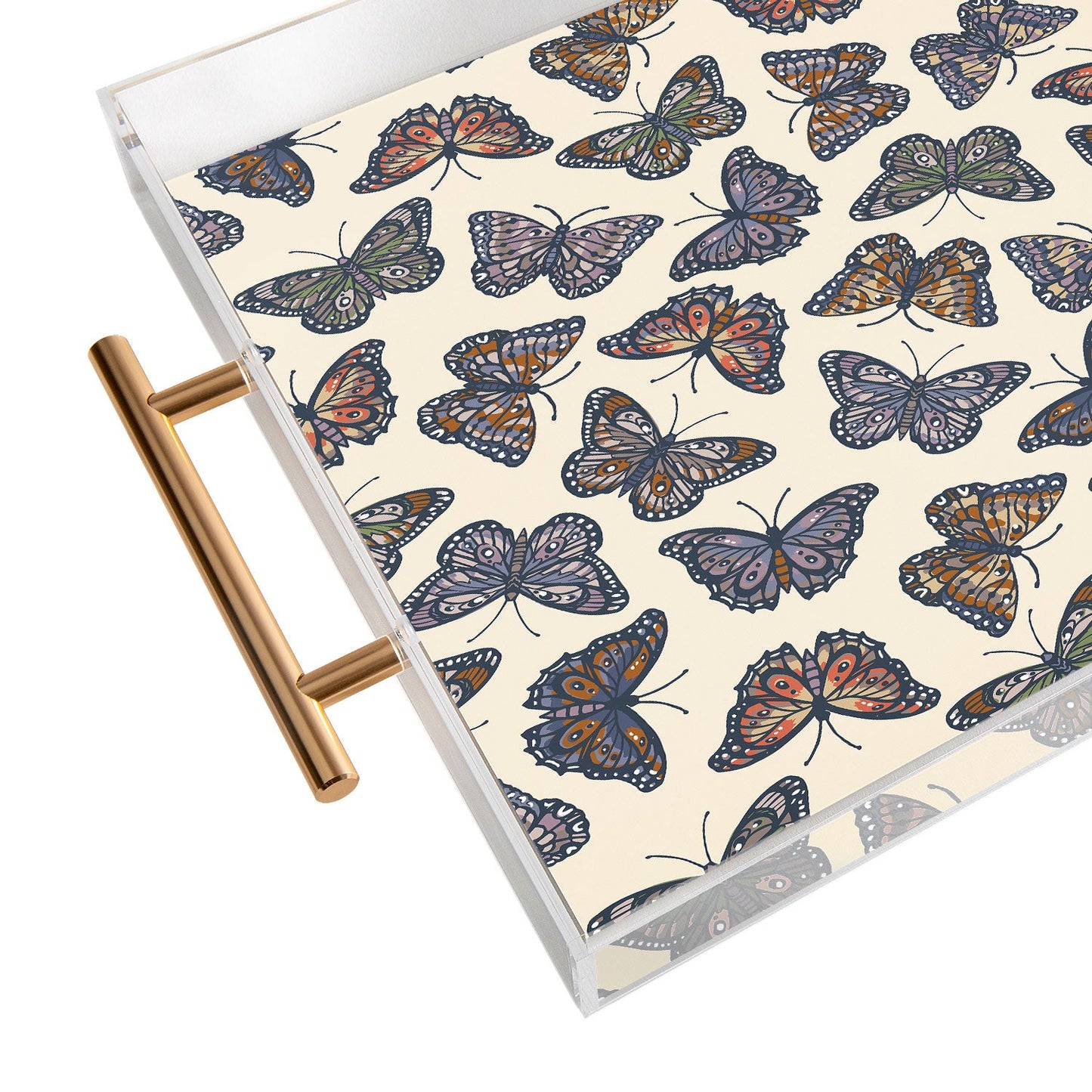 Avenie Countryside Butterflies Blue Acrylic Tray