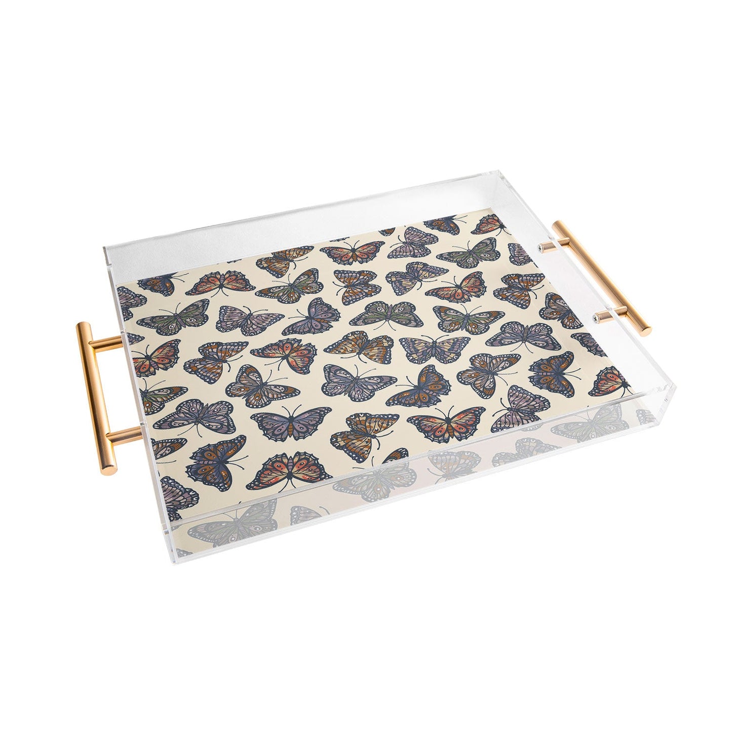 Avenie Countryside Butterflies Blue Acrylic Tray