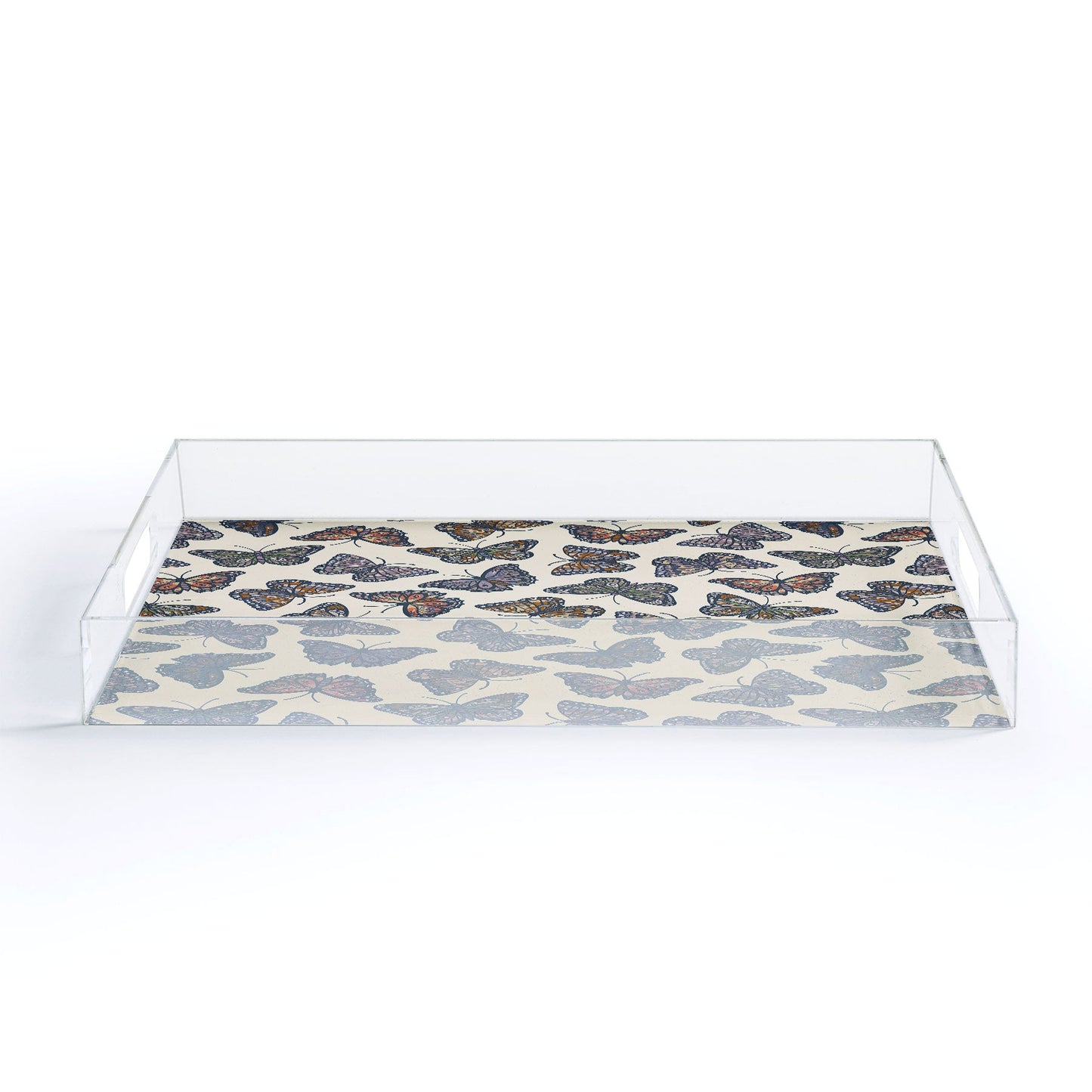 Avenie Countryside Butterflies Blue Acrylic Tray