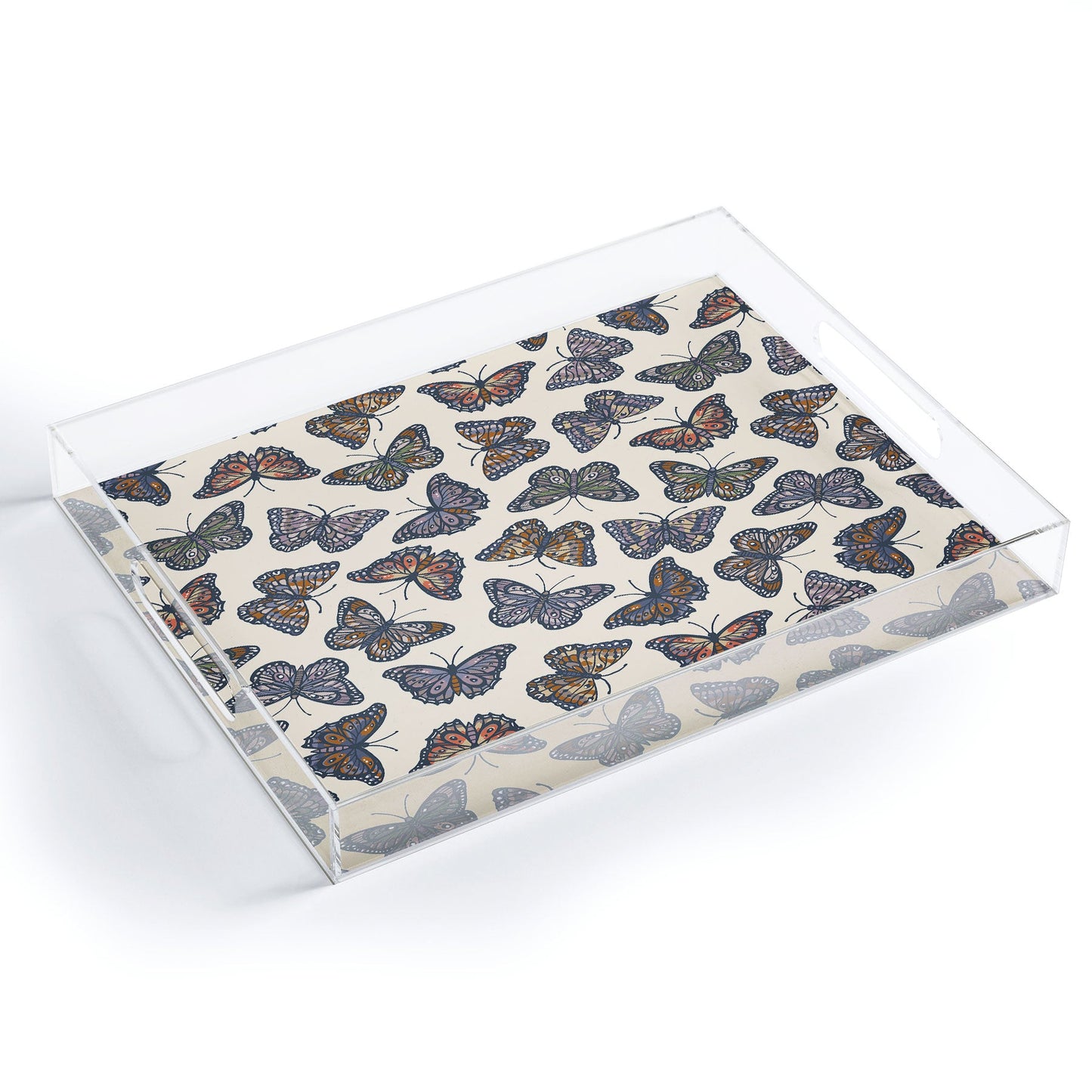 Avenie Countryside Butterflies Blue Acrylic Tray