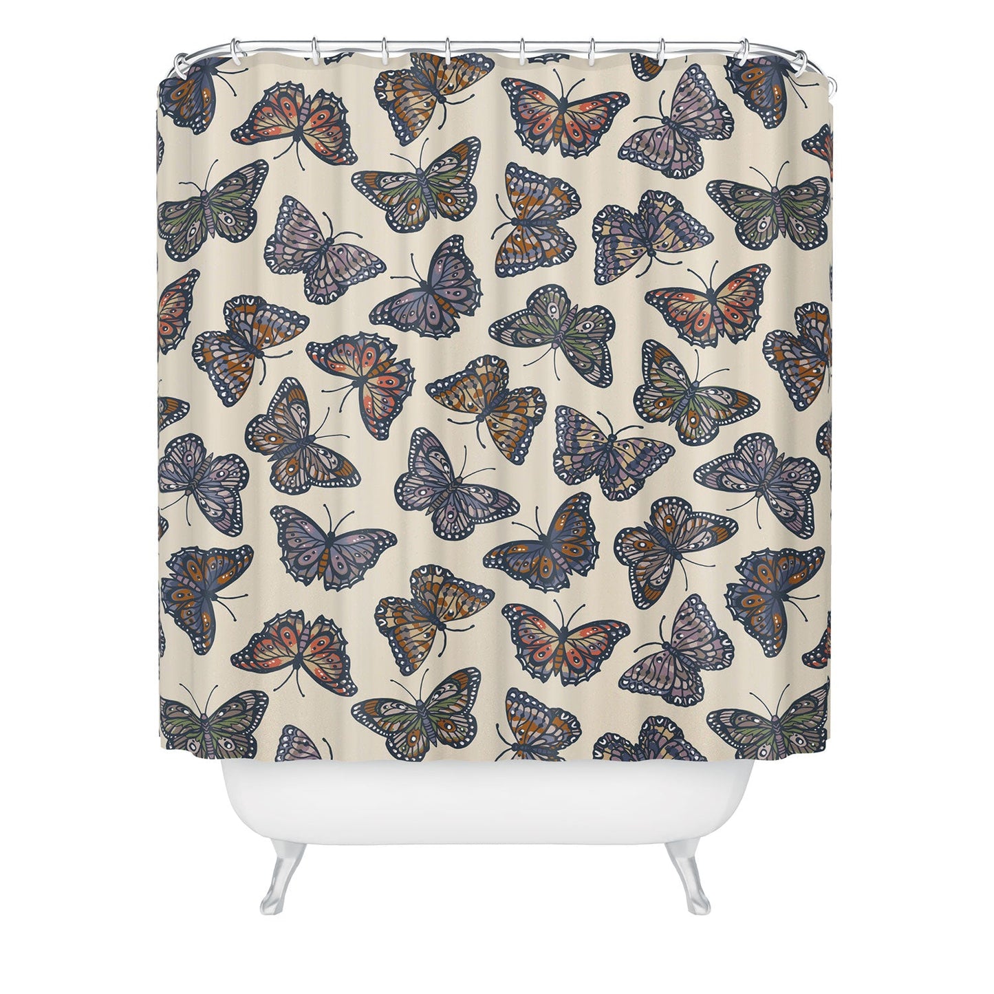 Avenie Countryside Butterflies Blue Shower Curtain