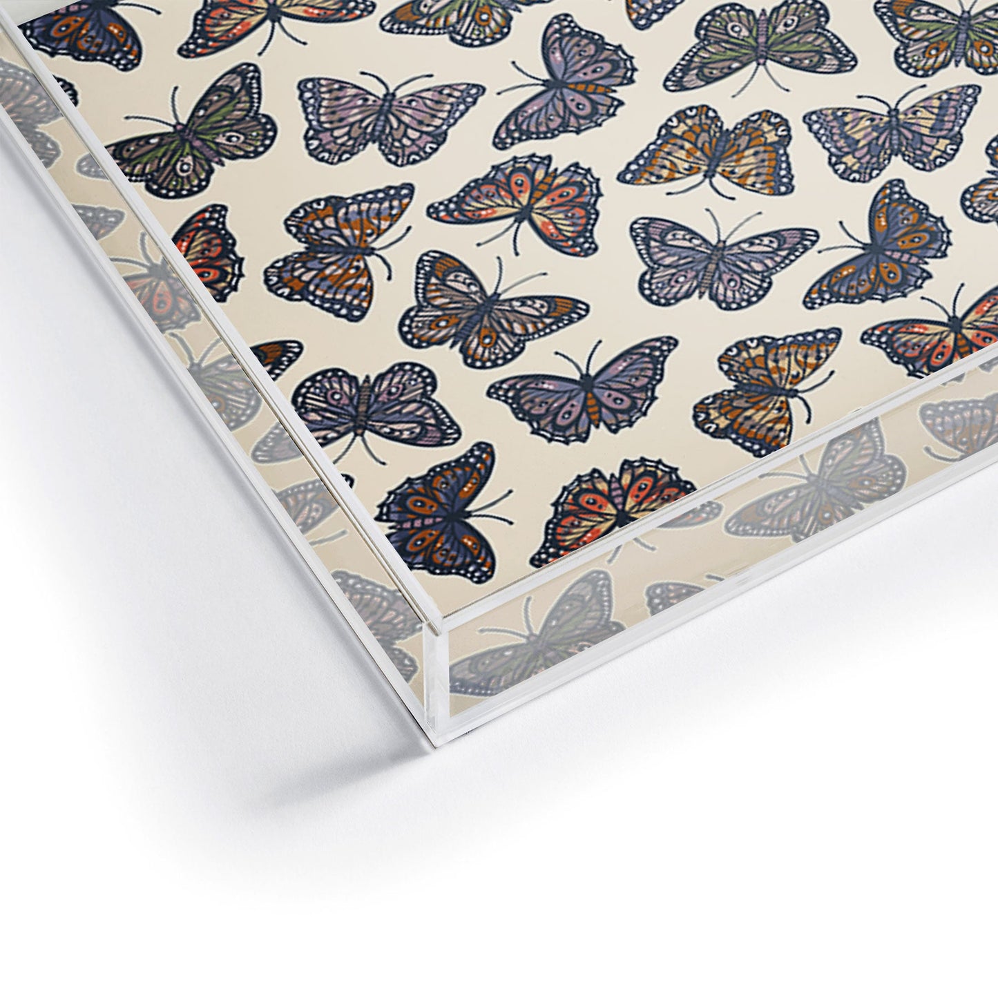 Avenie Countryside Butterflies Blue Acrylic Tray