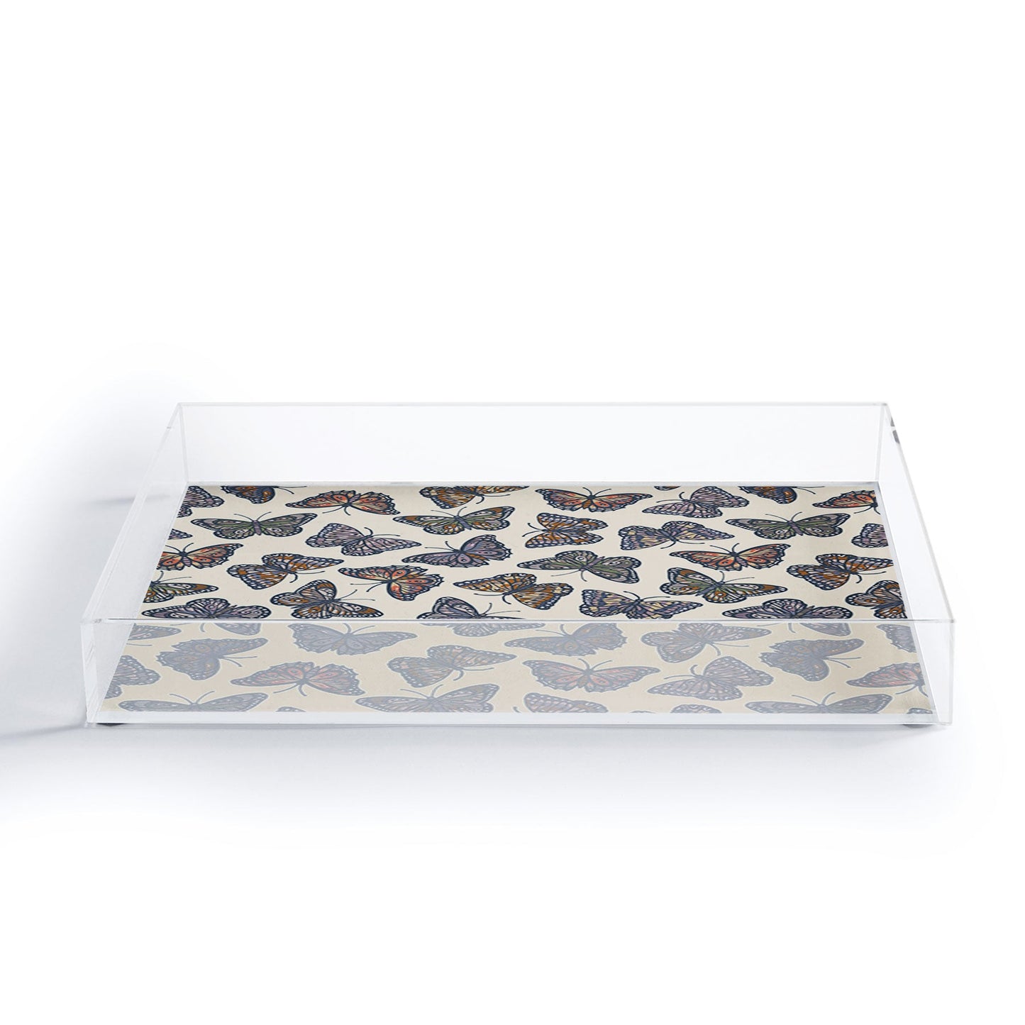 Avenie Countryside Butterflies Blue Acrylic Tray