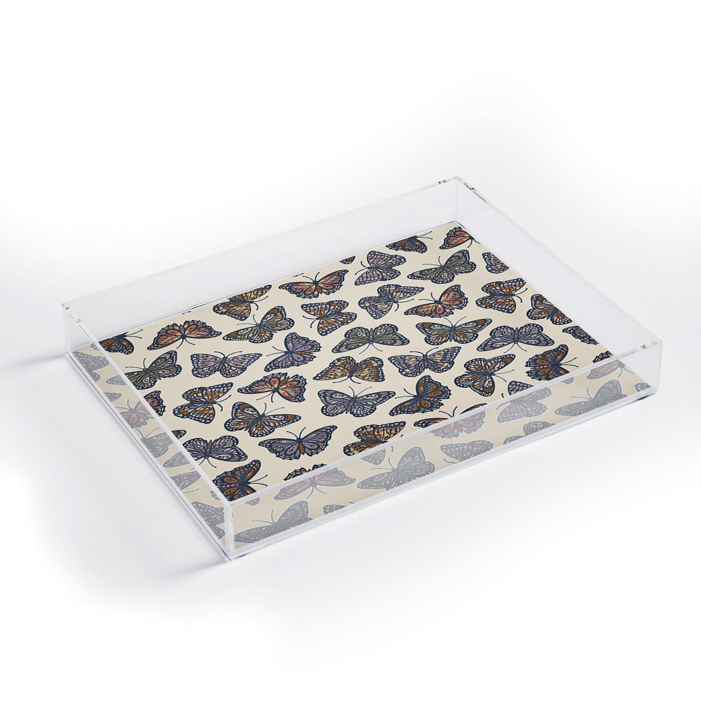 Avenie Countryside Butterflies Blue Acrylic Tray