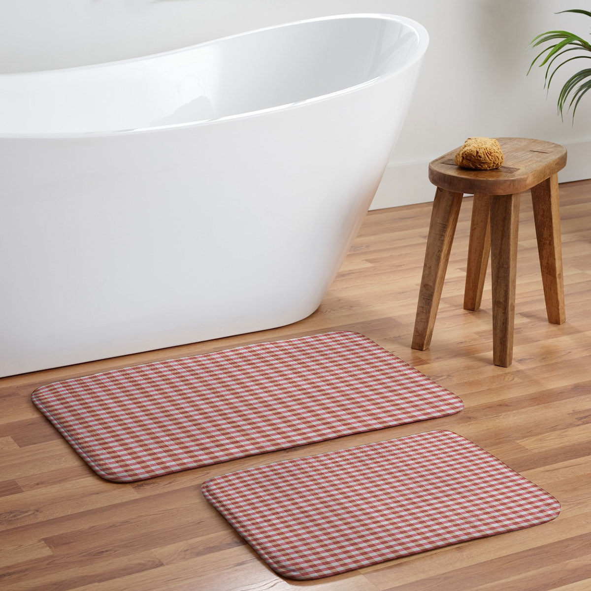 Avenie Cozy Gingham Memory Foam Bath Mat