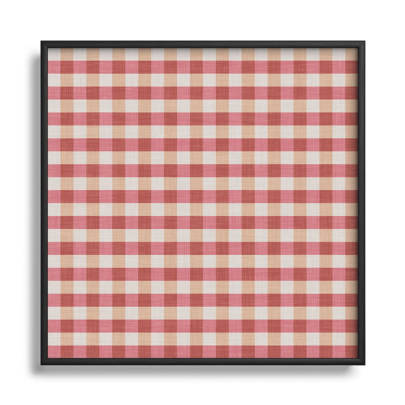 Avenie Cozy Gingham Square Metal Framed Art Print