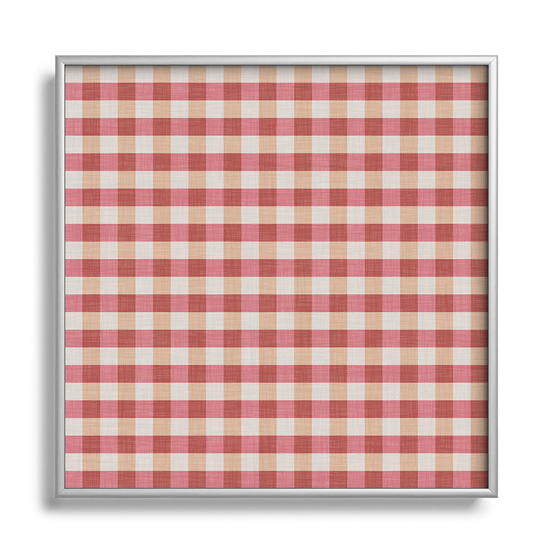 Avenie Cozy Gingham Square Metal Framed Art Print