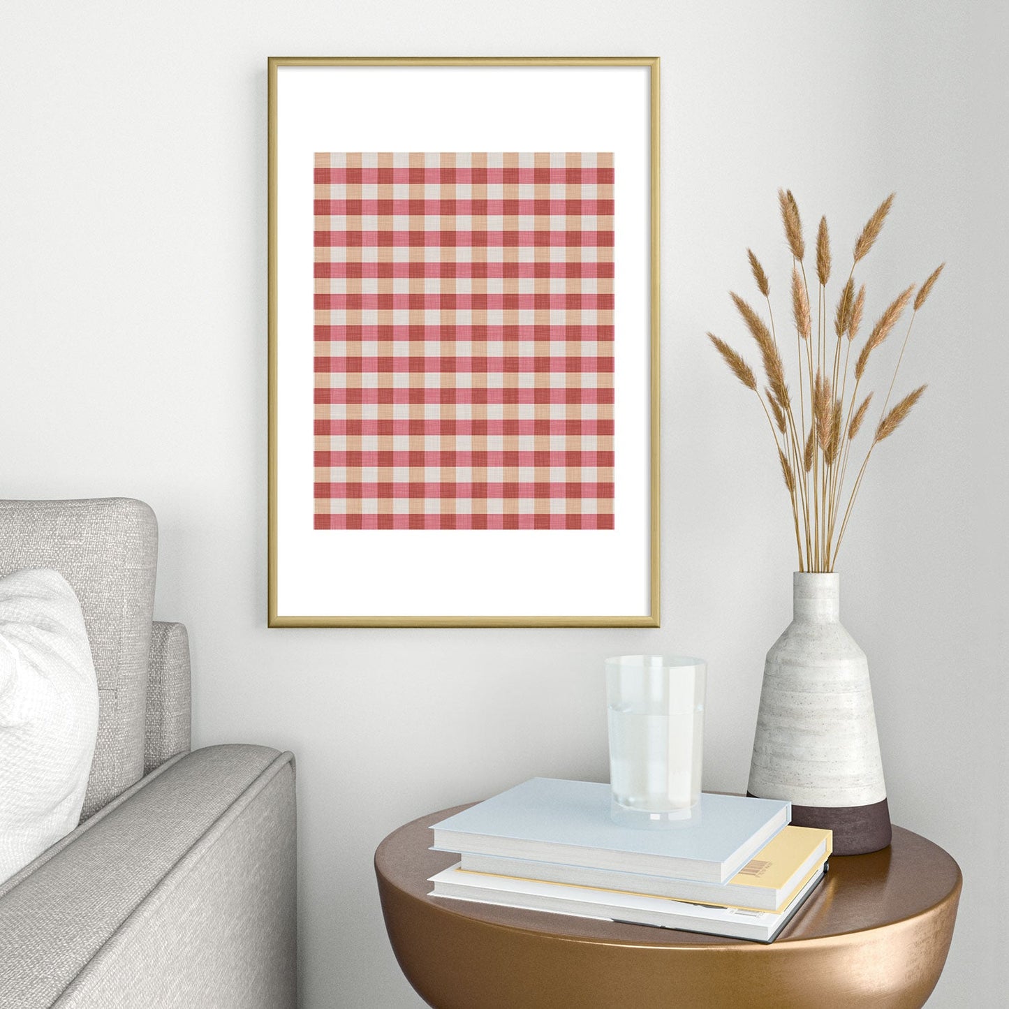 Avenie Cozy Gingham Metal Framed Art Print