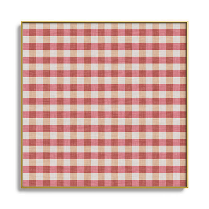 Avenie Cozy Gingham Square Metal Framed Art Print
