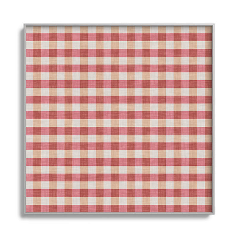 Avenie Cozy Gingham Square Metal Framed Art Print