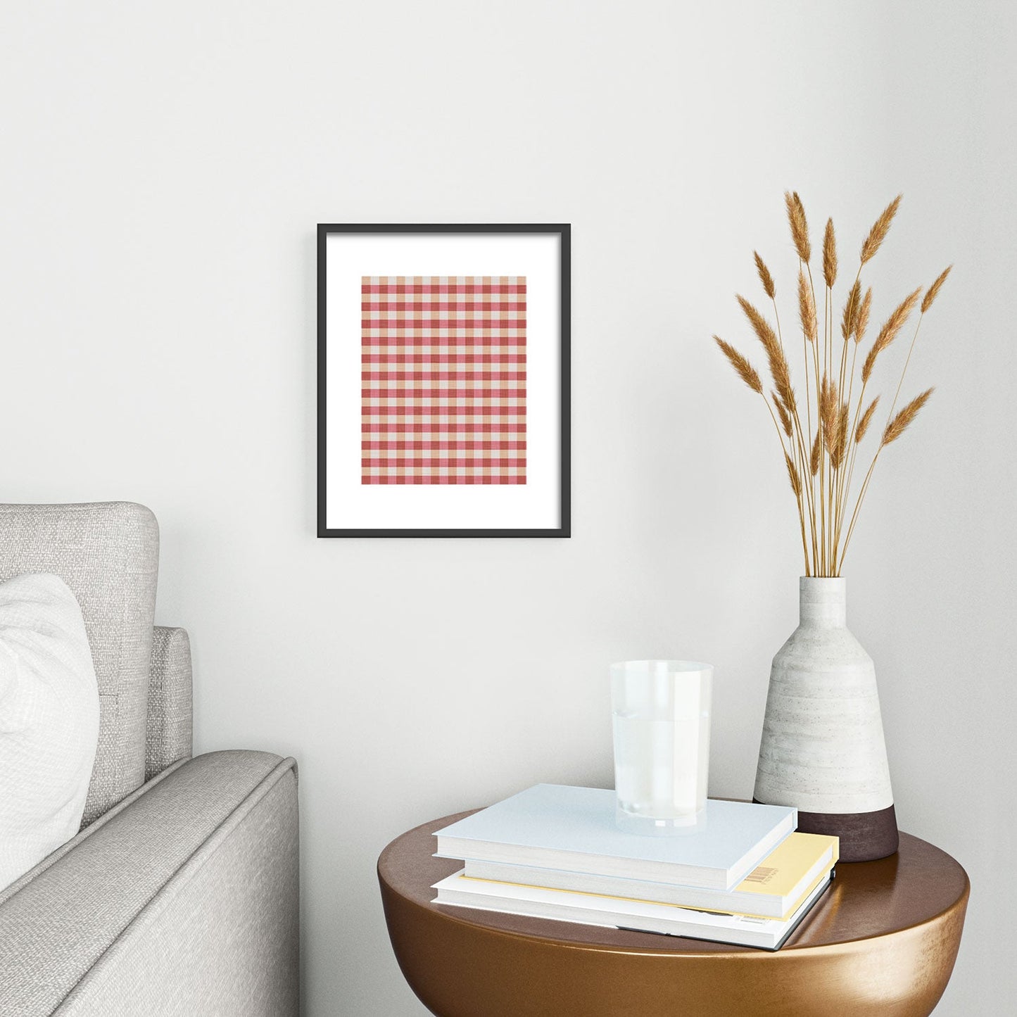 Avenie Cozy Gingham Metal Framed Art Print