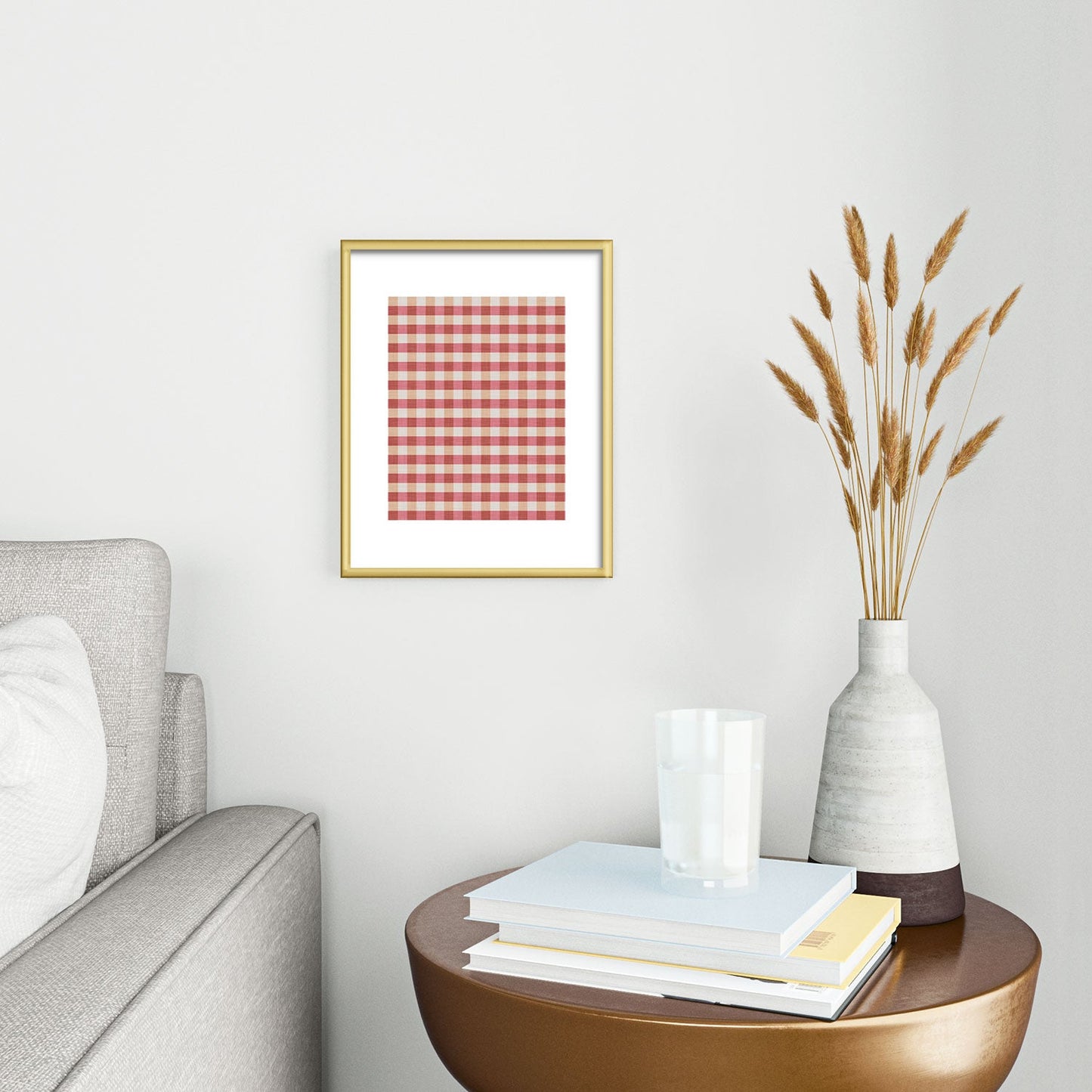 Avenie Cozy Gingham Metal Framed Art Print