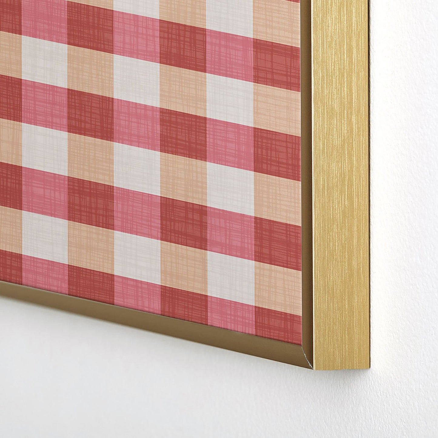 Avenie Cozy Gingham Square Metal Framed Art Print