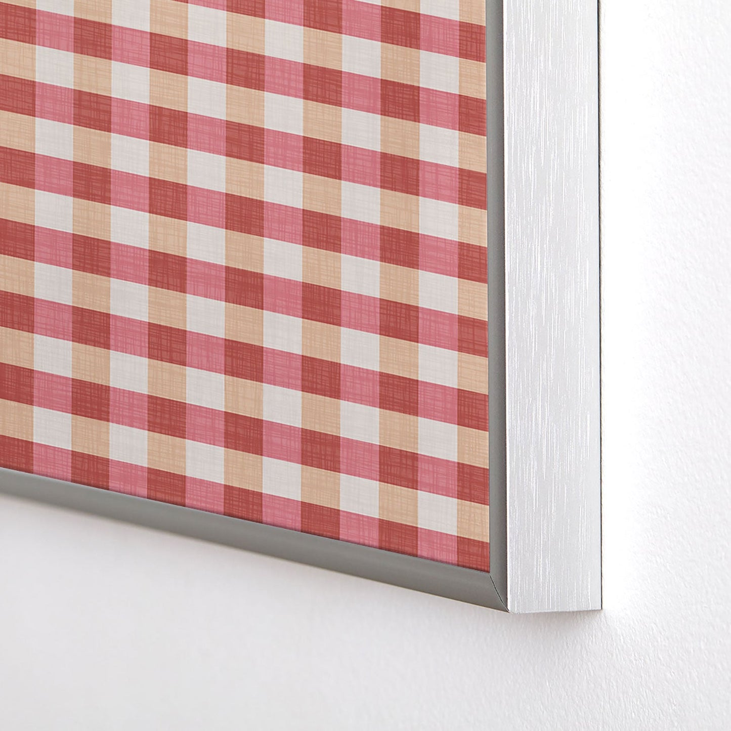 Avenie Cozy Gingham Square Metal Framed Art Print